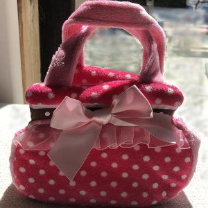 Aurora Plush Pink Polka Dot Pet Carrier Stuffed Animal Purse- NWOT